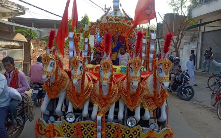 श्री राम जन्मोत्सव के अवसर पर नगर में बजरंग दल की निकली भव्य शोभायात्रा