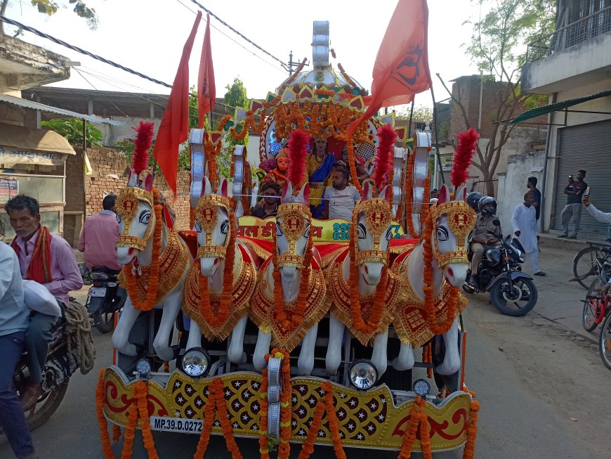 श्रीराम जन्मोत्सव पर बजरंग दल की निकली नगर में भव्य शोभा यात्रा।