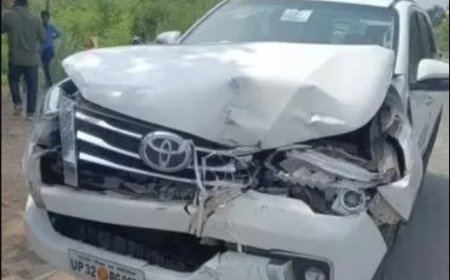 उत्तर प्रदेश सरकार के मंत्री आशीष पटेल दुर्घटना में घायल।